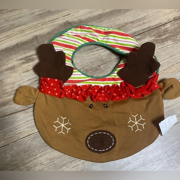 Christmas Holiday Reindeer Baby Bib - Picture 1 of 2